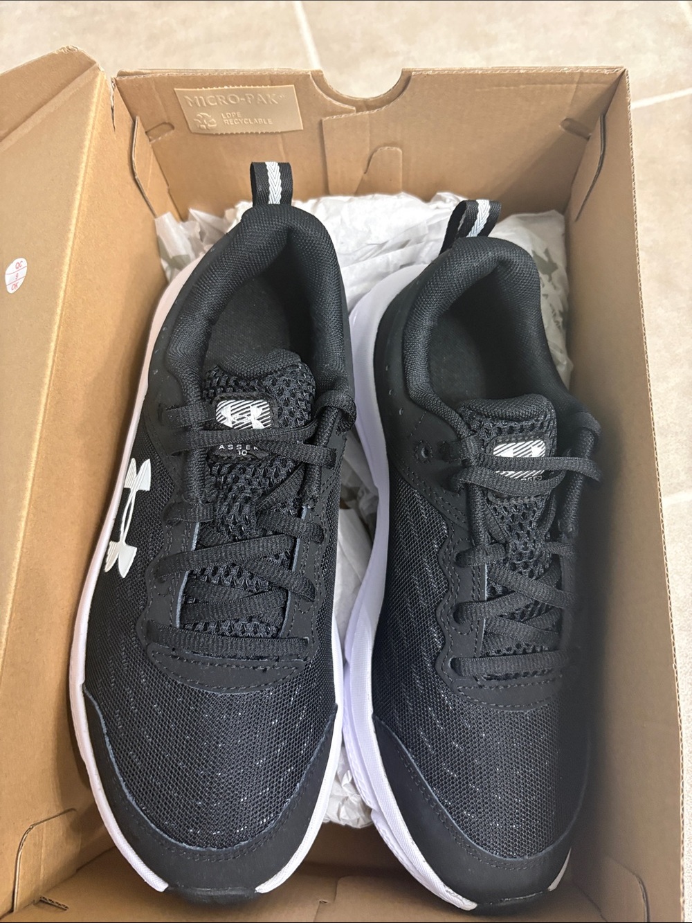 Under Armour Black and White Kids' Sneakers